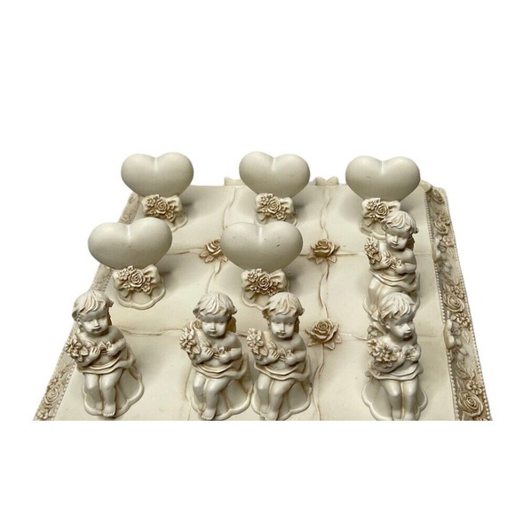 2004 Collectible Avon Ceramic Cherub Tic-Tac-Toe With Decorative Ceramic Board - Picture 2 of 7